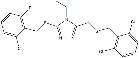 3-[(2-chloro-6-fluorobenzyl)sulfanyl]-5-{[(2,6-dichlorobenzyl)sulfanyl]methyl}-4-ethyl-4H-1,2,4-triazole 구조식 이미지