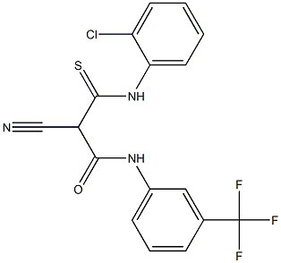 N1-[3-(trifluoromethyl)phenyl]-3-(2-chloroanilino)-2-cyano-3-thioxopropanamide Structure