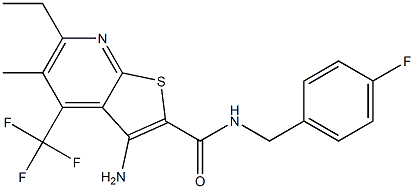 3-amino-6-ethyl-N-(4-fluorobenzyl)-5-methyl-4-(trifluoromethyl)thieno[2,3-b]pyridine-2-carboxamide Structure