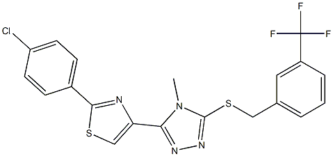 3-[2-(4-chlorophenyl)-1,3-thiazol-4-yl]-4-methyl-5-{[3-(trifluoromethyl)benzyl]sulfanyl}-4H-1,2,4-triazole 구조식 이미지