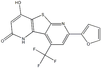 7-(2-furyl)-4-hydroxy-9-(trifluoromethyl)pyrido[2',3':4,5]thieno[2,3-b]pyridin-2(1H)-one 구조식 이미지