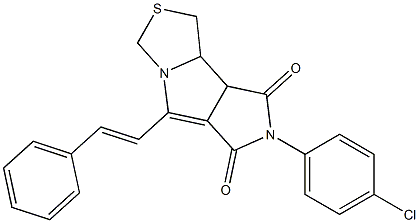7-(4-chlorophenyl)-5-[(E)-2-phenylethenyl]tetrahydropyrrolo[3',4':3,4]pyrrolo[1,2-c][1,3]thiazole-6,8(1H,7H)-dione Structure