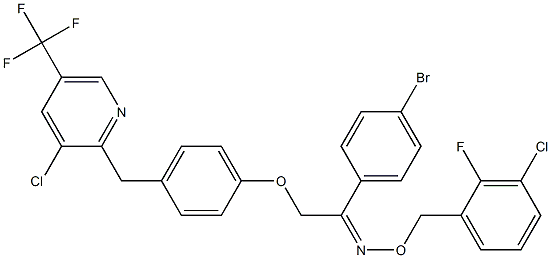 1-(4-bromophenyl)-2-(4-{[3-chloro-5-(trifluoromethyl)-2-pyridinyl]methyl}phenoxy)-1-ethanone O-(3-chloro-2-fluorobenzyl)oxime Structure