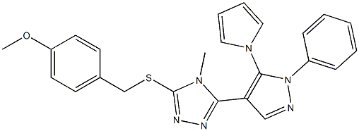 methyl 4-[({4-methyl-5-[1-phenyl-5-(1H-pyrrol-1-yl)-1H-pyrazol-4-yl]-4H-1,2,4-triazol-3-yl}sulfanyl)methyl]phenyl ether Structure