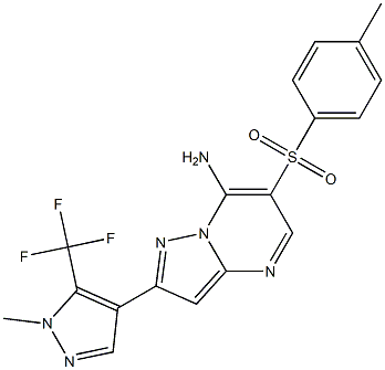 6-[(4-methylphenyl)sulfonyl]-2-[1-methyl-5-(trifluoromethyl)-1H-pyrazol-4-yl]pyrazolo[1,5-a]pyrimidin-7-ylamine Structure