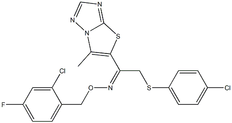 2-[(4-chlorophenyl)sulfanyl]-1-(6-methyl[1,3]thiazolo[3,2-b][1,2,4]triazol-5-yl)-1-ethanone O-(2-chloro-4-fluorobenzyl)oxime Structure
