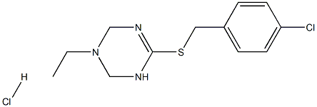 6-[(4-chlorobenzyl)thio]-3-ethyl-1,2,3,4-tetrahydro-1,3,5-triazine hydrochloride Structure