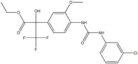 ethyl 2-(4-{[(3-chloroanilino)carbonyl]amino}-3-methoxyphenyl)-3,3,3-trifluoro-2-hydroxypropanoate 구조식 이미지