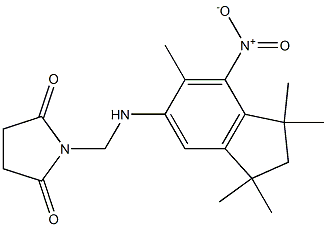 1-{[(1,1,3,3,6-pentamethyl-7-nitro-2,3-dihydro-1H-inden-5-yl)amino]methyl}pyrrolidine-2,5-dione 구조식 이미지