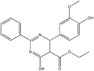 ethyl 6-hydroxy-4-(4-hydroxy-3-methoxyphenyl)-2-phenyl-4,5-dihydro-5-pyrimidinecarboxylate 구조식 이미지