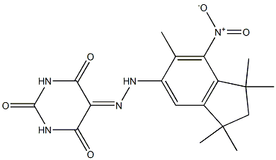 5-[2-(1,1,3,3,6-pentamethyl-7-nitro-2,3-dihydro-1H-inden-5-yl)hydrazono]hexahydropyrimidine-2,4,6-trione 구조식 이미지