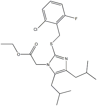 ethyl 2-{2-[(2-chloro-6-fluorobenzyl)sulfanyl]-4,5-diisobutyl-1H-imidazol-1-yl}acetate Structure