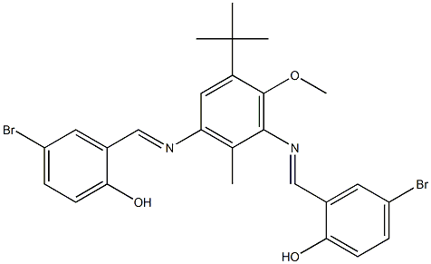 4-bromo-2-({[3-[(5-bromo-2-hydroxybenzylidene)amino]-5-(tert-butyl)-6-methoxy-2-methylphenyl]imino}methyl)phenol Structure