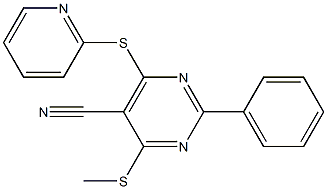 4-(methylthio)-2-phenyl-6-(2-pyridylthio)pyrimidine-5-carbonitrile Structure