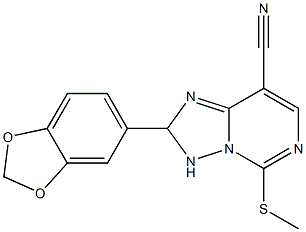 2-(1,3-benzodioxol-5-yl)-5-(methylthio)-2,3-dihydro[1,2,4]triazolo[1,5-c]pyrimidine-8-carbonitrile 구조식 이미지