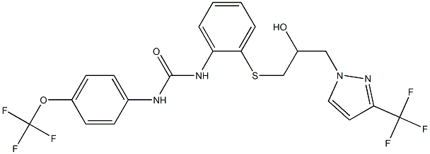 N-[2-({2-hydroxy-3-[3-(trifluoromethyl)-1H-pyrazol-1-yl]propyl}thio)phenyl]-N'-[4-(trifluoromethoxy)phenyl]urea Structure