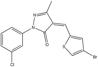 4-[(4-bromo-2-thienyl)methylidene]-1-(3-chlorophenyl)-3-methyl-4,5-dihydro-1H-pyrazol-5-one 구조식 이미지