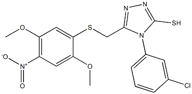 4-(3-chlorophenyl)-5-{[(2,5-dimethoxy-4-nitrophenyl)thio]methyl}-4H-1,2,4-triazole-3-thiol Structure