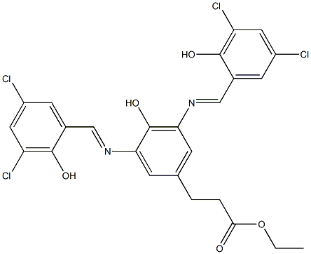 ethyl 3-{3,5-di[(3,5-dichloro-2-hydroxybenzylidene)amino]-4-hydroxyphenyl}propanoate 구조식 이미지