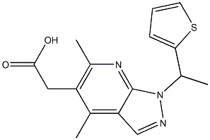 [4,6-dimethyl-1-(1-thien-2-ylethyl)-1H-pyrazolo[3,4-b]pyridin-5-yl]acetic acid 구조식 이미지