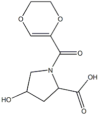 1-(5,6-dihydro-1,4-dioxin-2-ylcarbonyl)-4-hydroxypyrrolidine-2-carboxylic acid Structure