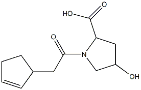 1-(cyclopent-2-en-1-ylacetyl)-4-hydroxypyrrolidine-2-carboxylic acid 구조식 이미지