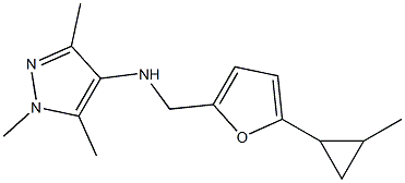 1,3,5-trimethyl-N-{[5-(2-methylcyclopropyl)furan-2-yl]methyl}-1H-pyrazol-4-amine Structure