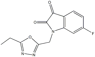 1-[(5-ethyl-1,3,4-oxadiazol-2-yl)methyl]-6-fluoro-2,3-dihydro-1H-indole-2,3-dione 구조식 이미지