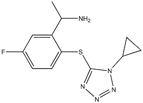 1-{2-[(1-cyclopropyl-1H-1,2,3,4-tetrazol-5-yl)sulfanyl]-5-fluorophenyl}ethan-1-amine 구조식 이미지