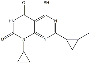 1-cyclopropyl-5-mercapto-7-(2-methylcyclopropyl)pyrimido[4,5-d]pyrimidine-2,4(1H,3H)-dione Structure