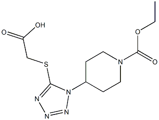 2-({1-[1-(ethoxycarbonyl)piperidin-4-yl]-1H-1,2,3,4-tetrazol-5-yl}sulfanyl)acetic acid 구조식 이미지