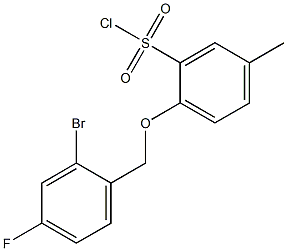 2-[(2-bromo-4-fluorophenyl)methoxy]-5-methylbenzene-1-sulfonyl chloride Structure