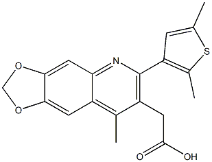 2-[6-(2,5-dimethylthiophen-3-yl)-8-methyl-2H-[1,3]dioxolo[4,5-g]quinolin-7-yl]acetic acid 구조식 이미지