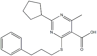 2-cyclopentyl-4-methyl-6-[(3-phenylpropyl)thio]pyrimidine-5-carboxylic acid 구조식 이미지