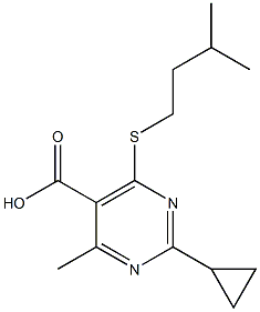 2-cyclopropyl-4-methyl-6-[(3-methylbutyl)thio]pyrimidine-5-carboxylic acid 구조식 이미지