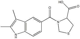 3-[(2,3-dimethyl-1H-indol-5-yl)carbonyl]-1,3-thiazolidine-4-carboxylic acid 구조식 이미지