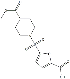 5-{[4-(methoxycarbonyl)piperidine-1-]sulfonyl}furan-2-carboxylic acid Structure