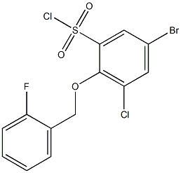 5-bromo-3-chloro-2-[(2-fluorophenyl)methoxy]benzene-1-sulfonyl chloride 구조식 이미지