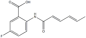 5-fluoro-2-(hexa-2,4-dienamido)benzoic acid Structure