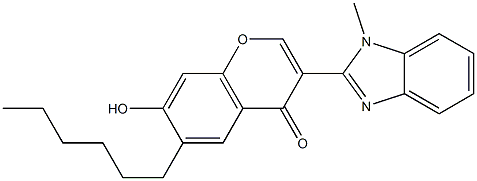 6-hexyl-7-hydroxy-3-(1-methyl-1H-benzimidazol-2-yl)-4H-chromen-4-one Structure