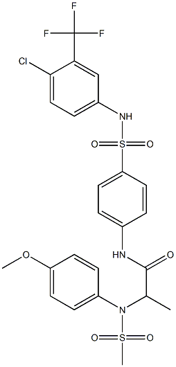 N-(4-{[4-chloro-3-(trifluoromethyl)anilino]sulfonyl}phenyl)-2-[4-methoxy(methylsulfonyl)anilino]propanamide 구조식 이미지