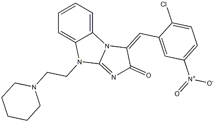 3-{2-chloro-5-nitrobenzylidene}-9-[2-(1-piperidinyl)ethyl]-3H-imidazo[1,2-a]benzimidazol-2(9H)-one 구조식 이미지