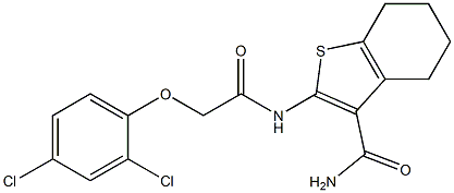 2-{[(2,4-dichlorophenoxy)acetyl]amino}-4,5,6,7-tetrahydro-1-benzothiophene-3-carboxamide 구조식 이미지
