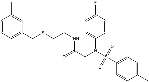 2-{4-fluoro[(4-methylphenyl)sulfonyl]anilino}-N-{2-[(3-methylbenzyl)sulfanyl]ethyl}acetamide 구조식 이미지