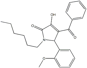 4-benzoyl-1-hexyl-3-hydroxy-5-(2-methoxyphenyl)-1,5-dihydro-2H-pyrrol-2-one Structure