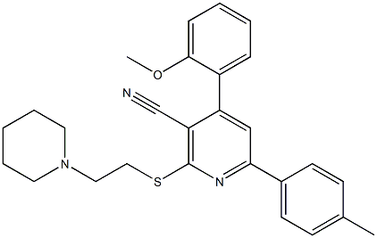 4-(2-methoxyphenyl)-6-(4-methylphenyl)-2-{[2-(1-piperidinyl)ethyl]sulfanyl}nicotinonitrile 구조식 이미지