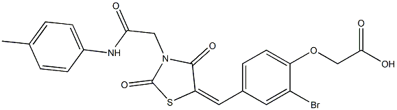 [2-bromo-4-({2,4-dioxo-3-[2-oxo-2-(4-toluidino)ethyl]-1,3-thiazolidin-5-ylidene}methyl)phenoxy]acetic acid 구조식 이미지