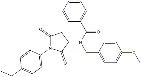 N-[1-(4-ethylphenyl)-2,5-dioxo-3-pyrrolidinyl]-N-(4-methoxybenzyl)benzamide 구조식 이미지