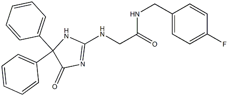 N-(4-fluorobenzyl)-2-[(4-oxo-5,5-diphenyl-4,5-dihydro-1H-imidazol-2-yl)amino]acetamide 구조식 이미지