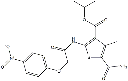 isopropyl 5-(aminocarbonyl)-2-[({4-nitrophenoxy}acetyl)amino]-4-methylthiophene-3-carboxylate Structure